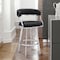 Armen Living Saturn 30" Bar Height Swivel Black Faux Leather and Brushed Stainless Steel Bar Stool LCSNBABSBL30 - alternate 4